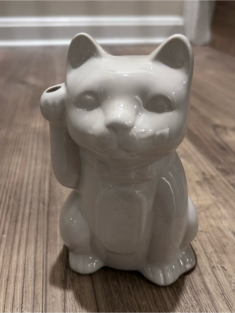 Vintage Benihana Maneki Neko Ceramic Lucky Cat Glass Tiki Cup W/ Straw Hole